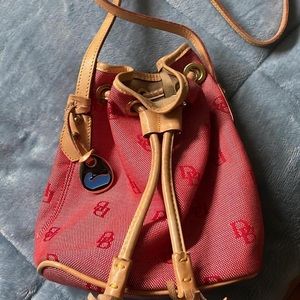 Cherry red dooney & bourke bucket bag/purse